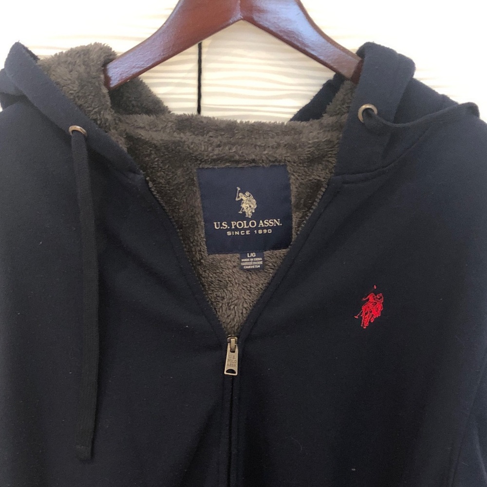 U.S. Polo Assn. Navy Zip-Up Hoodie with Red Pony Logo